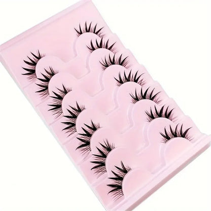 7 Pairs Half Eye Lashes With Transparent Stem Natural Long 3D Fairy Clusters Manga False Eyelashes Wet Look Cosplay Lashes