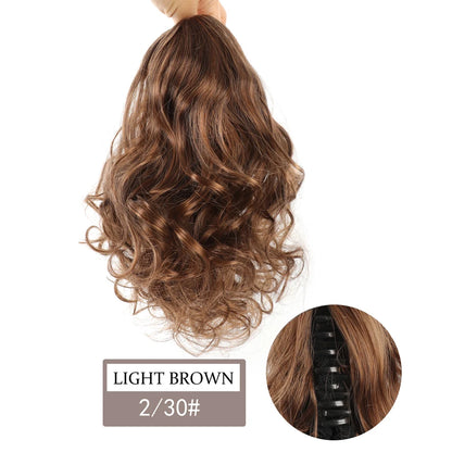Synthetic Ponytail Extension, 10" Short Claw Clip in Pony Tails Hair Extensions Curly Wavy Ponytail Hairpieces for Women Black