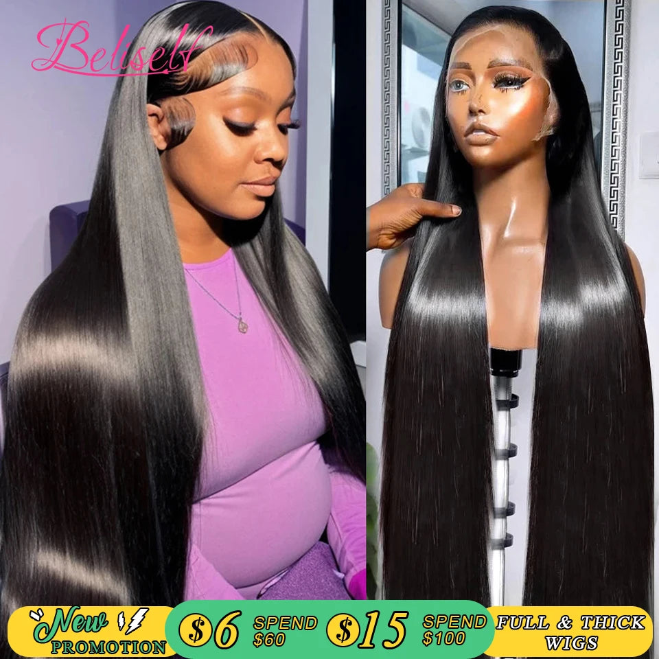 HD Transparent Lace Front Human Hair Wig 13x4 13x6 Straight Frontal Wig Pre Plucked 5x5 HD Lace Closure Wig Beliself Hair