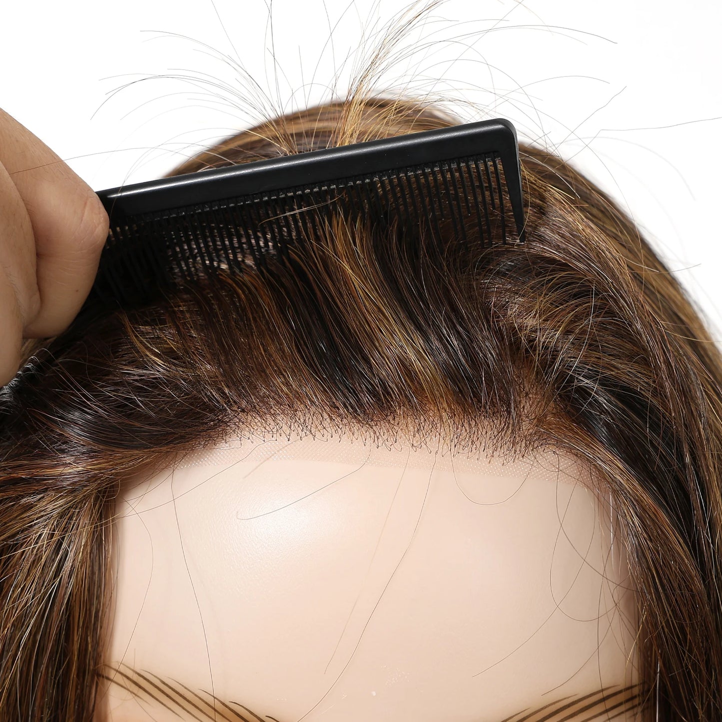 Long Wavy Curly Lace Front Synthetic Wigs for Women Brown With BLonde Highlights MONO Top Wigs Free Part Futura Wigs Glueless