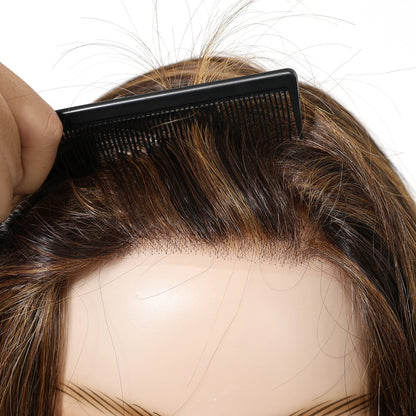 Long Wavy Curly Lace Front Synthetic Wigs for Women Brown With BLonde Highlights MONO Top Wigs Free Part Futura Wigs Glueless