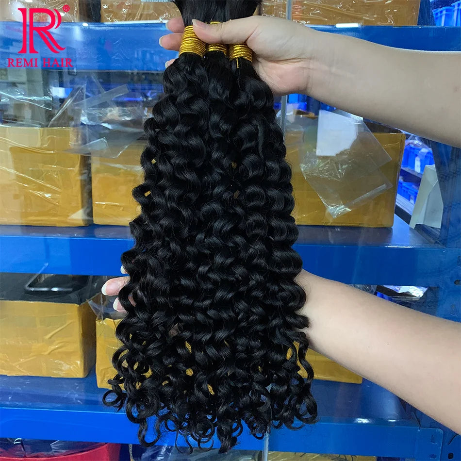 Indian Hair Loose Deep 100% Real Remy Hair Bulks Unprocessed No Weft Curly Human Hair Extensions Weaving Hair for Women Braiding
