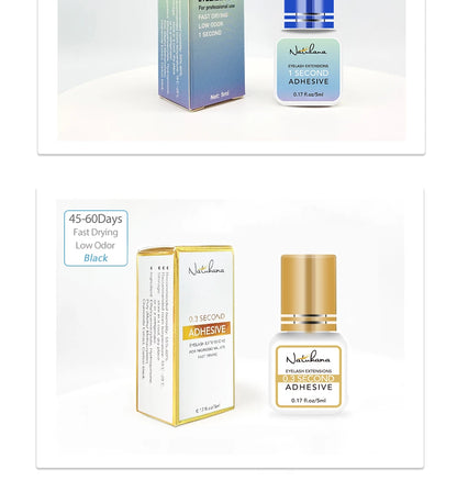 NATUHANA Black/Clear Eyelash Extension Glue 2-3s Fast Dry Sensitive Eye Individual Strong False Lashes Glue Adhesive MakeupTools