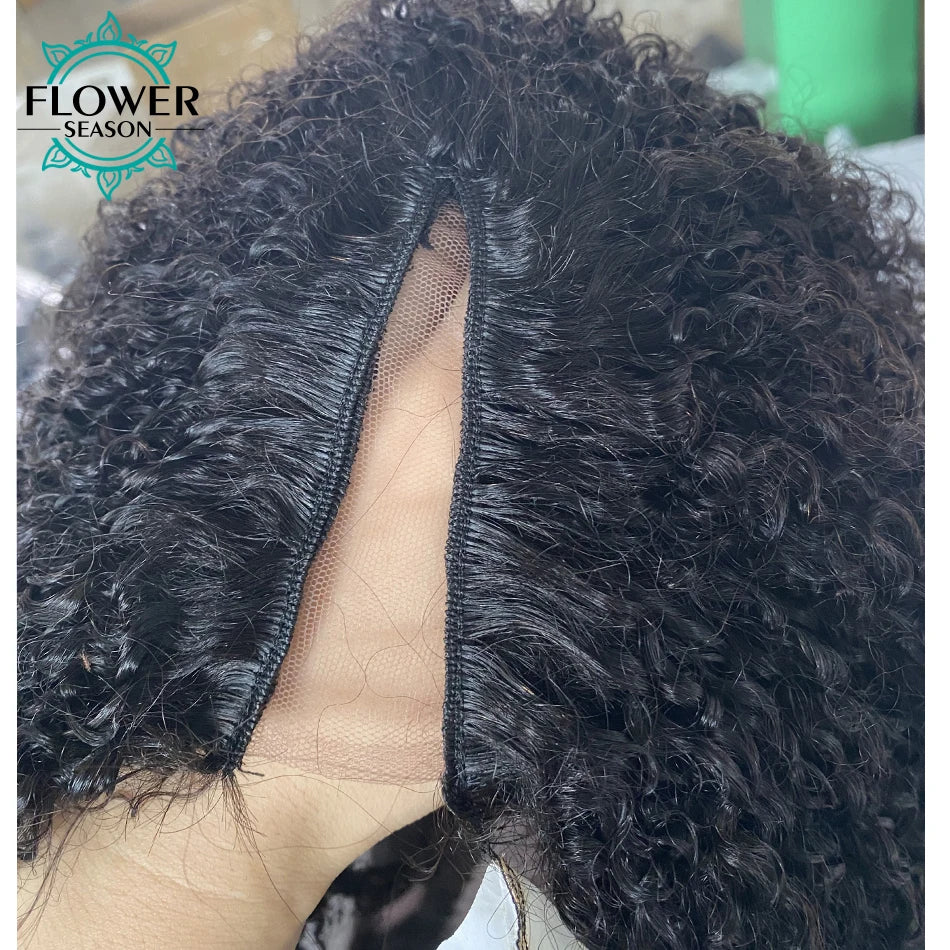 Kinky Curly V Part Wig Human Hair Upgrade Upart Wig No Leave Out Thin Part Kinky Curly Human Hair Wig 1x3 V-Part Wig 180%Density
