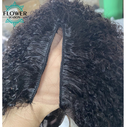Kinky Curly V Part Wig Human Hair Upgrade Upart Wig No Leave Out Thin Part Kinky Curly Human Hair Wig 1x3 V-Part Wig 180%Density