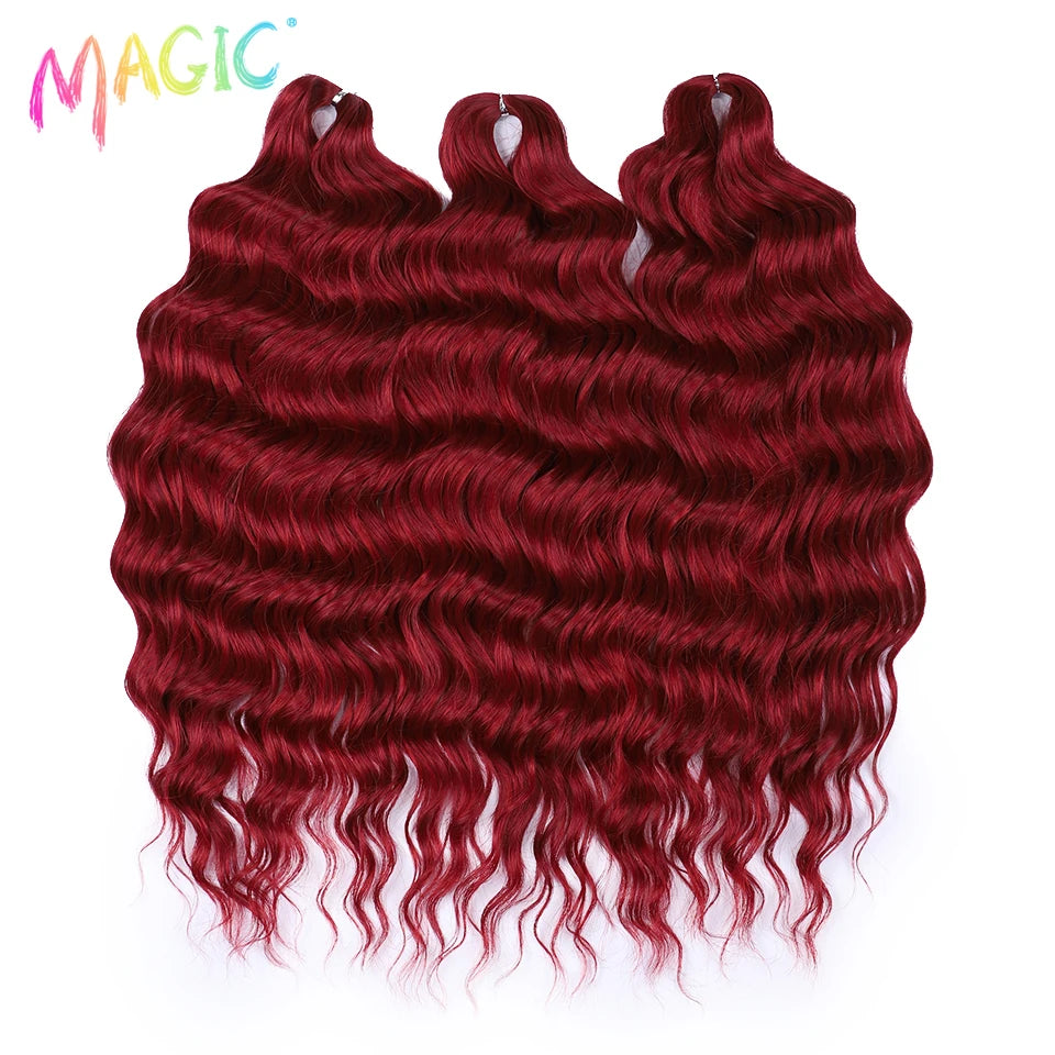 Magic Hair Synthetic Loose Deep Wave Braiding Hair Extensions 24 Inch Water Wave Braid Hair Ombre Blonde Twist Crochet Curly Hai