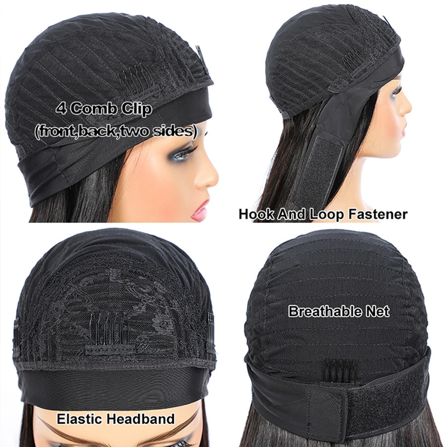 Headband Wig Human Hair Short Pixie Wigs for Women  Headband Half Wig Human Hair Machine Made Wigs