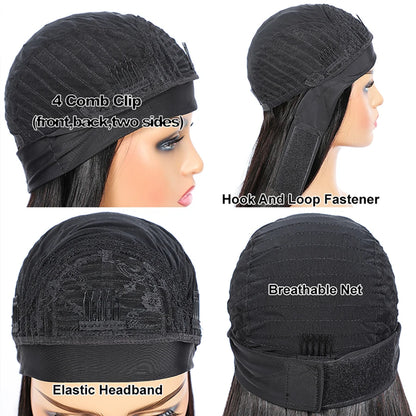 Headband Wig Human Hair Short Pixie Wigs for Women  Headband Half Wig Human Hair Machine Made Wigs