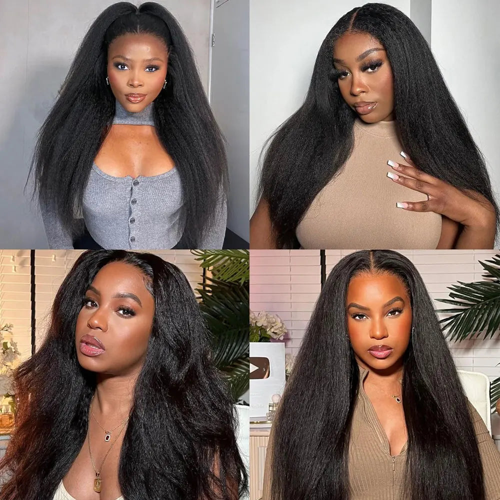 Synthetic 10-30inch Kinky Straight U Part Wig V Part Wig Yaki Straight Wigs for Women Daily Use