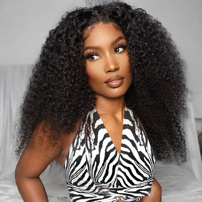 Mongolian Kinky Curly Human Hair Wigs Deep Curly HD Transparent Lace Frontal Wigs For Black Women Curly Remy Hair Wigs