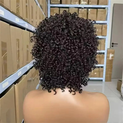 100% Human Hair Mongolian Afro Kinky Curly Full Machine Explosive Head Wigs Virgin Hair For Black Women Grade 12A Soft and Silky