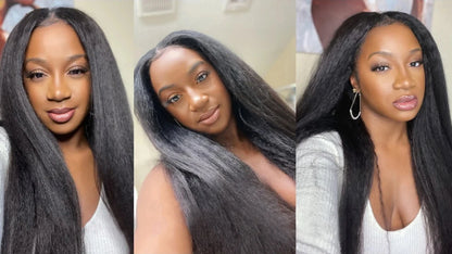 Kinky Straight Human Hair Bundles Natural Black Yaki Straight Bundles Human Hair 1/3/4 Bundles Brazilian Hair Weave Unprocessed