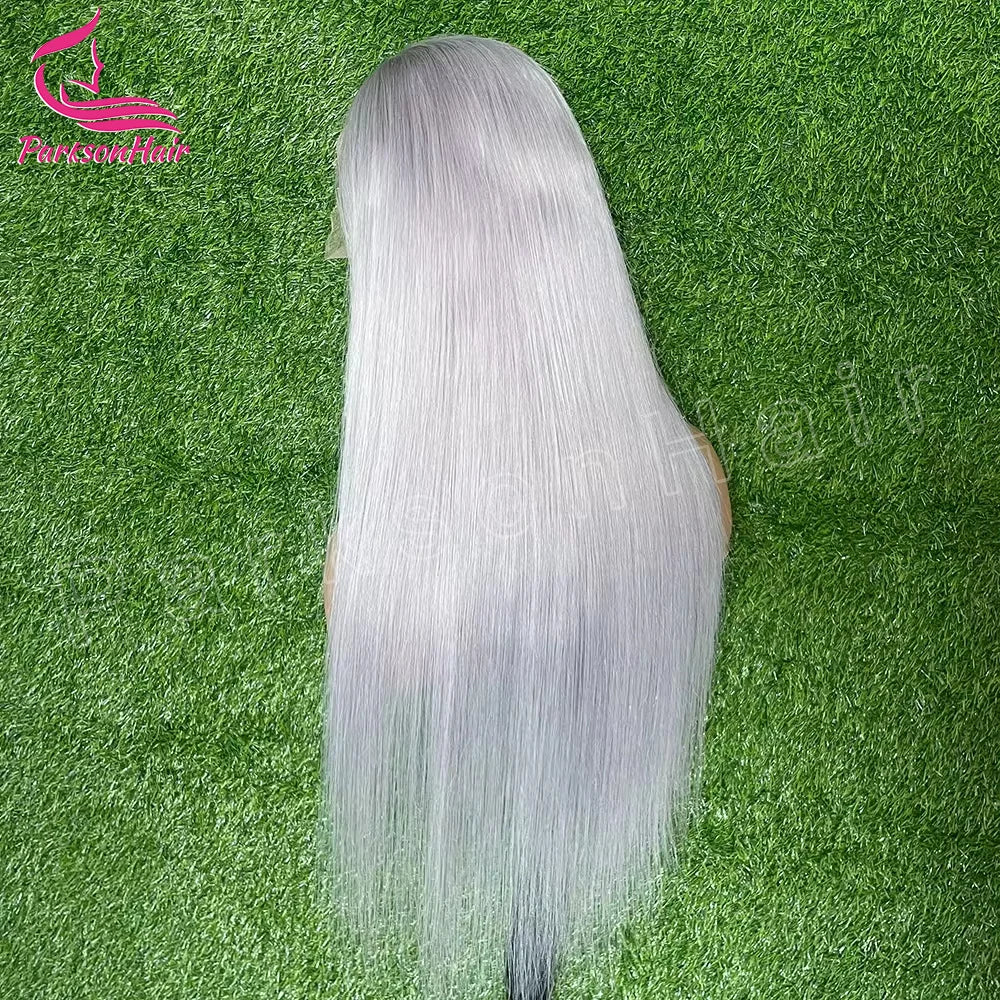 Full Lace Wigs Silver Grey 613 Colored 13x6 HD Transparent Lace Frontal Wigs Human Hair Wig  For Black Women Brazilian Remy Hair