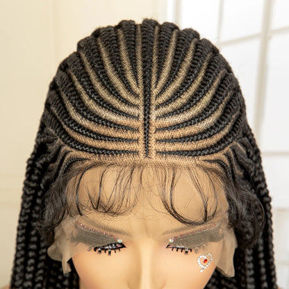 Full Lace Braided Wig Synthetic Braid Wigs Lace Frontal Wig with Baby Hair Box Braided Wig for Black Women Knotless Braid Wigs