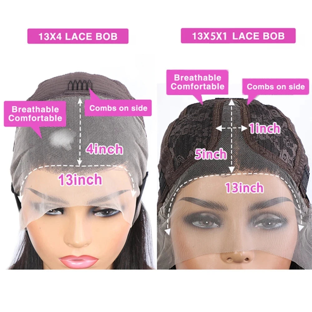 Glueless wigs  T Part Lace Front Wig 13*4 Lace Front Human Hair Wigs For Women  Closure Wigs 180 Density Short Straight Bob Wigs