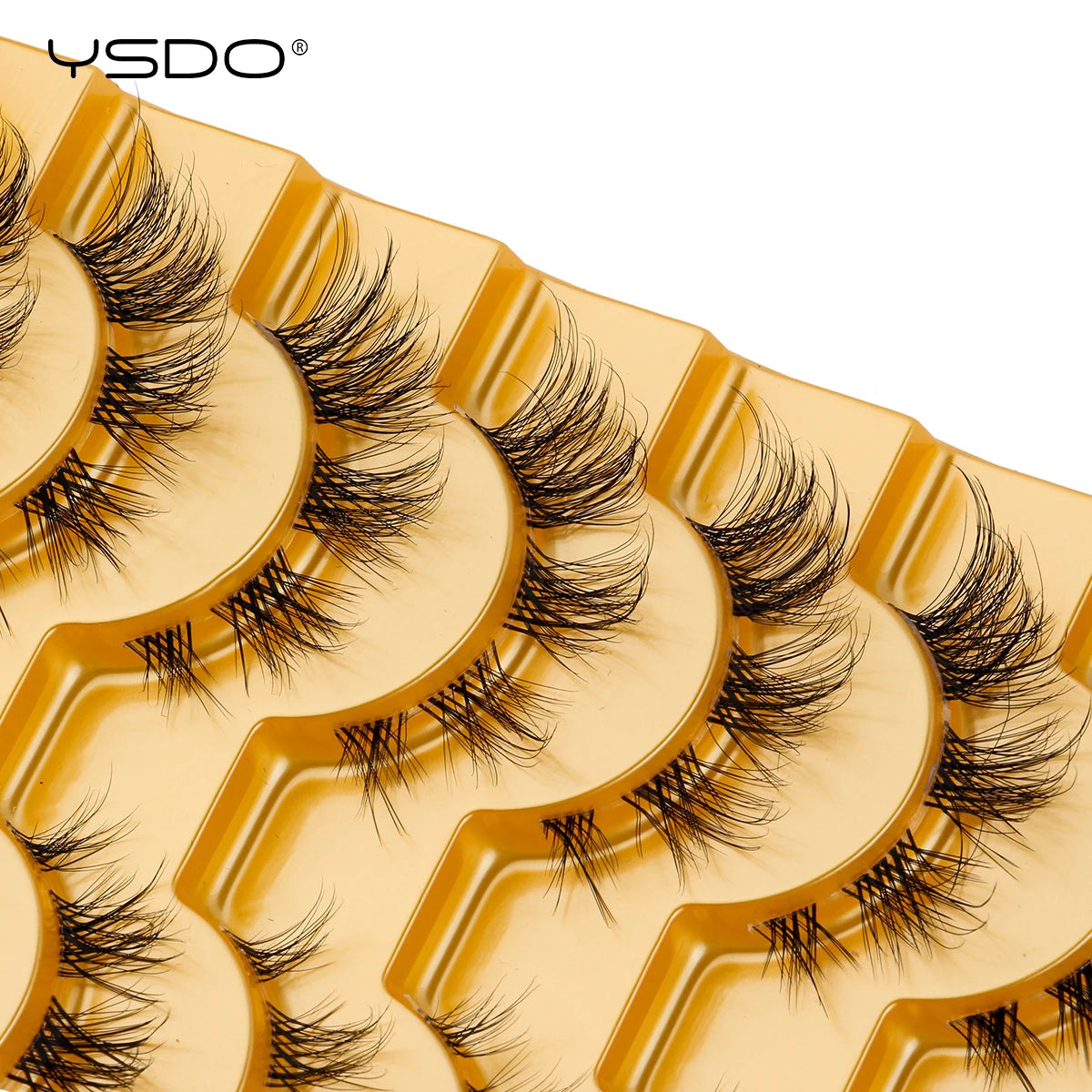 YSDO Natural Long Eyelashes 10 Pairs Wispy Soft 3D Mink Lashes Reusable Cat Eye Lashes Makeup Eyelash Extension Faux Cils