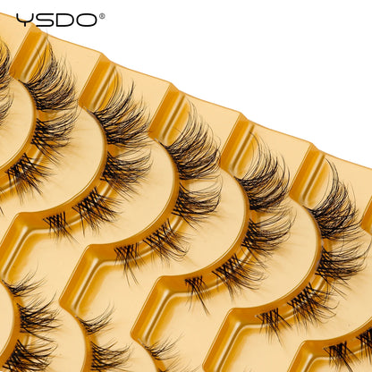 YSDO Natural Long Eyelashes 10 Pairs Wispy Soft 3D Mink Lashes Reusable Cat Eye Lashes Makeup Eyelash Extension Faux Cils