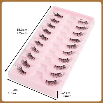 Cat Eye Lash 3/5/10 Pairs Half Lashes Natural Long False Eyelashes Wispy 3D Mink Lashes Volume Faux Cilios Extension Makeup Tool