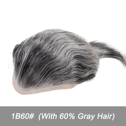 Men Wig Natural Haline Lace Front with Mono Top 6" Men's Capillary Prothesis Durable Toupee Men Wigs For Man Virgin Hair Toupee