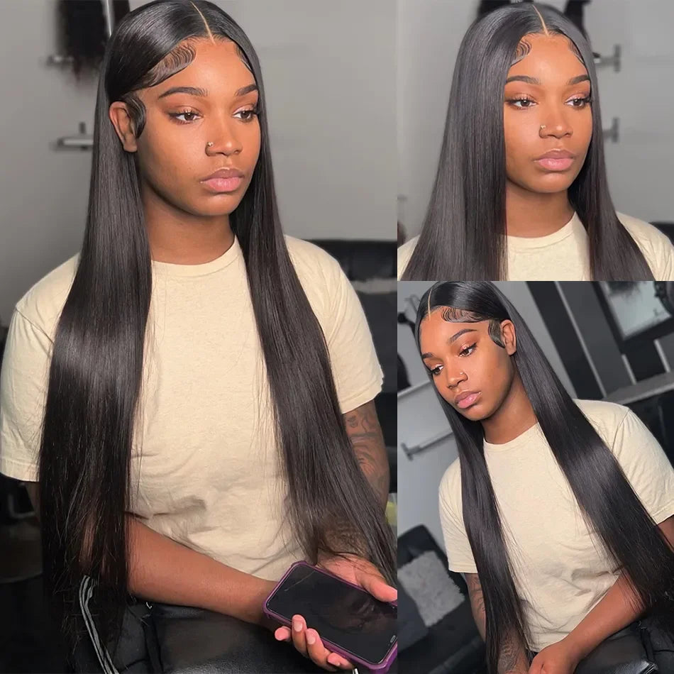 360 Full Lace Wig 13x6 Lace Front Human Hair Wigs For Women 30 34 Inch Brazilian Bone Straight Transparent Lace Frontal Wig 200%