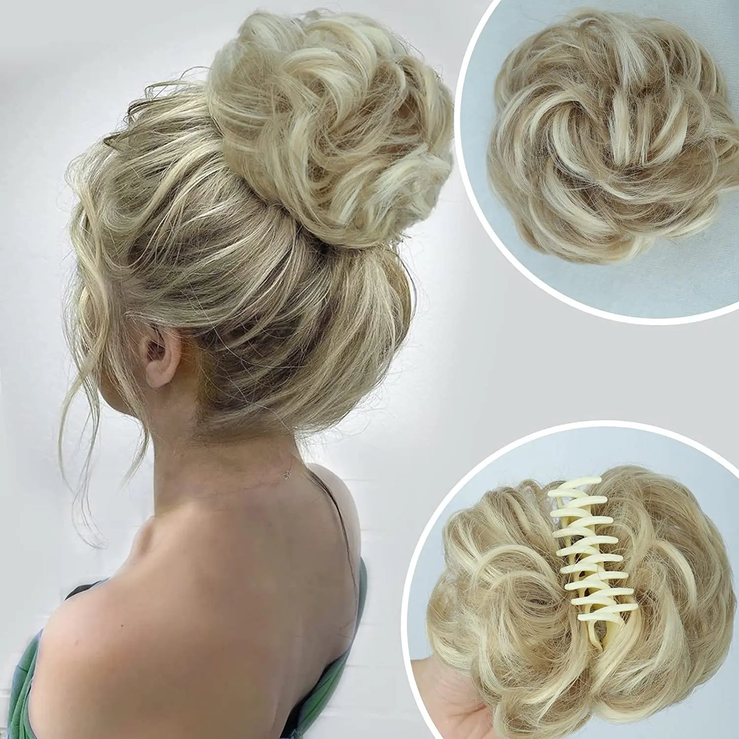 Messy Bun Hair Piece Claw Hair Bun Wig Clipped In Claw Hair Natural Wavy Curly Comb Synthetic Wig For Female