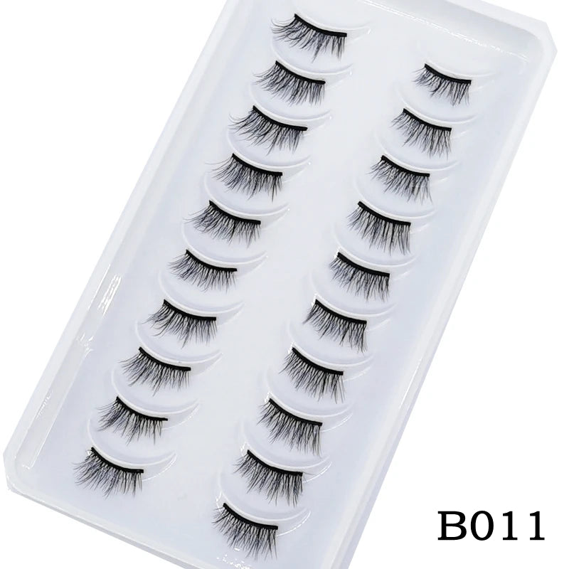New 10 Pairs Crisscross Half Eye Lashes Natural False eyelashes Handmade 3D Mink Lashes Makeup Tools Reusable Eyelash Extension
