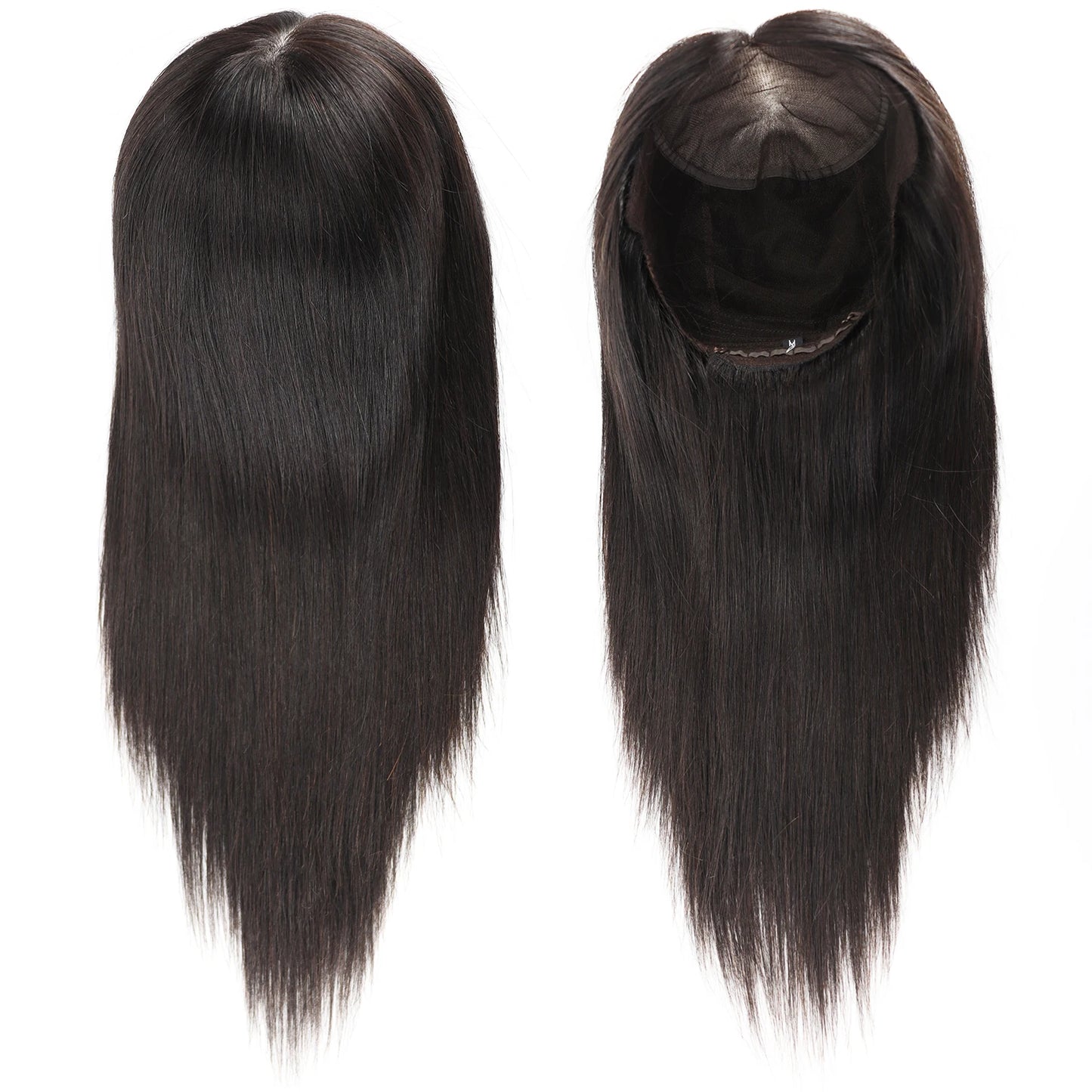 Full Lace Silk Base Wig with PU Front 18" Remy Human Hair Wig for Women Natural Black Silk Top Glueless Wig Natural Scalp