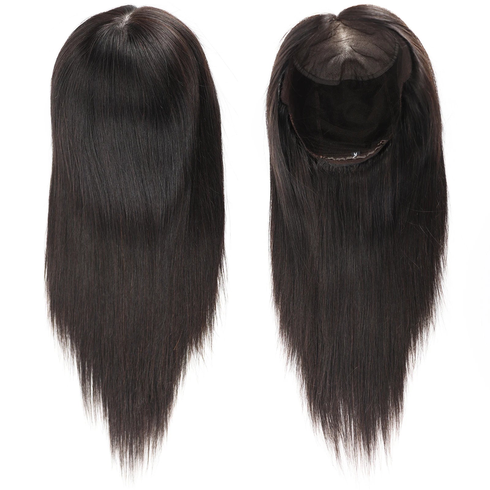 Full Lace Silk Base Wig with PU Front 18" Remy Human Hair Wig for Women Natural Black Silk Top Glueless Wig Natural Scalp