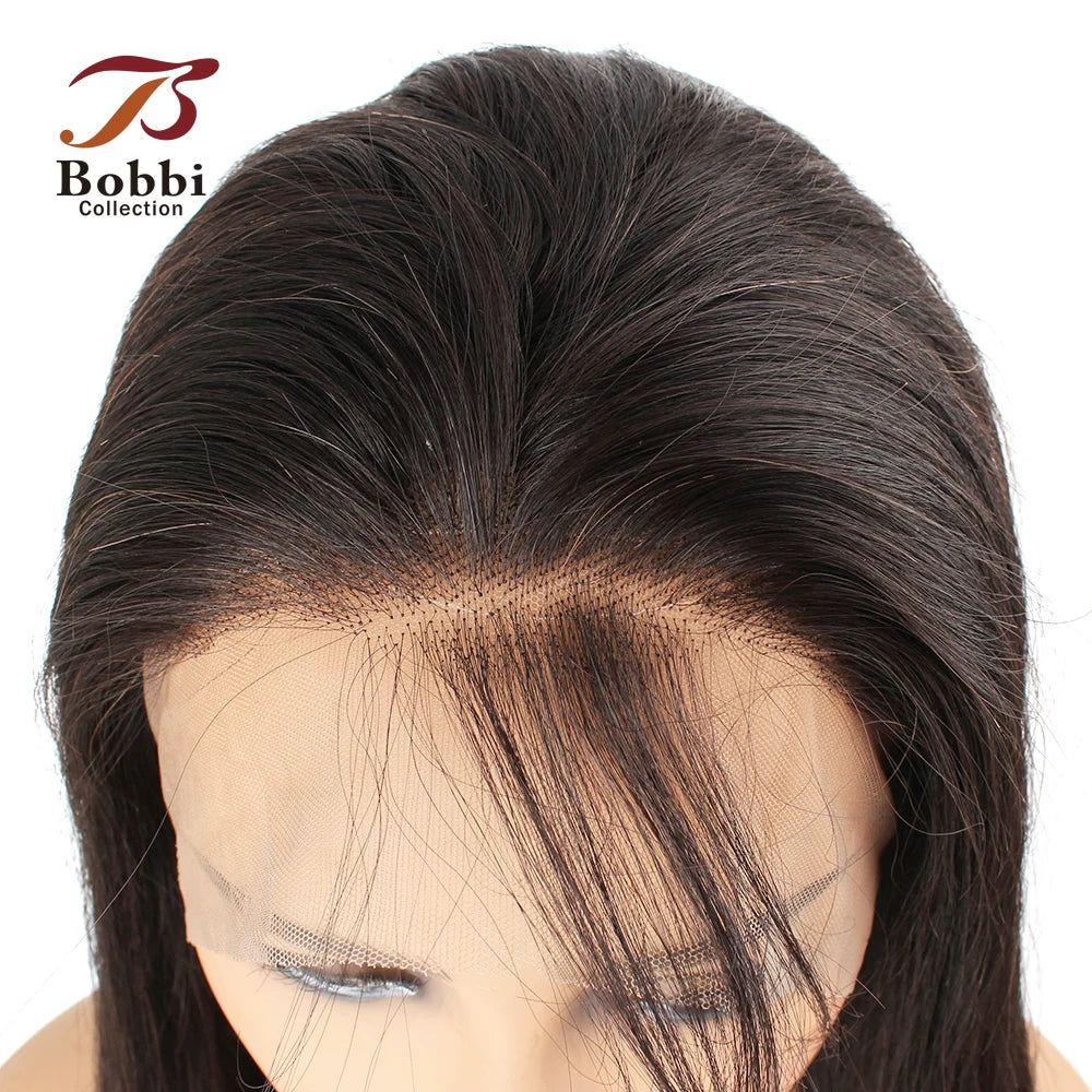 Full Lace Wig Human Hair Wig Silky Straight Pre-Plucked Transparent Lace Wig with Baby Hair Natural Color Virgin Remy Hair BOBBI