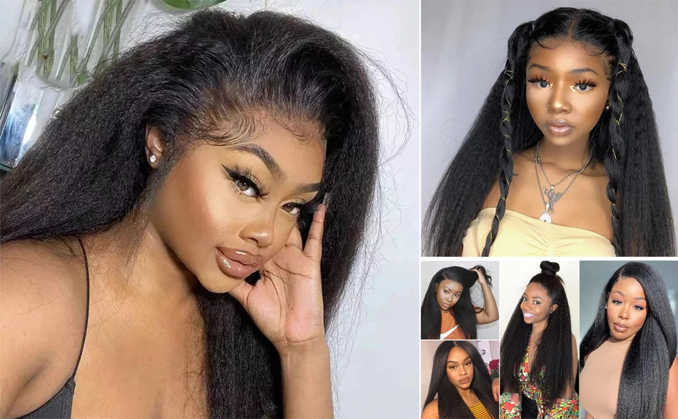 Kinky Straight Hair Bundles 100% Human Hair Extensions for Woman Cheap Yaki Straight Hair 1/3/4 Bundle Deals Natural Hair Weave