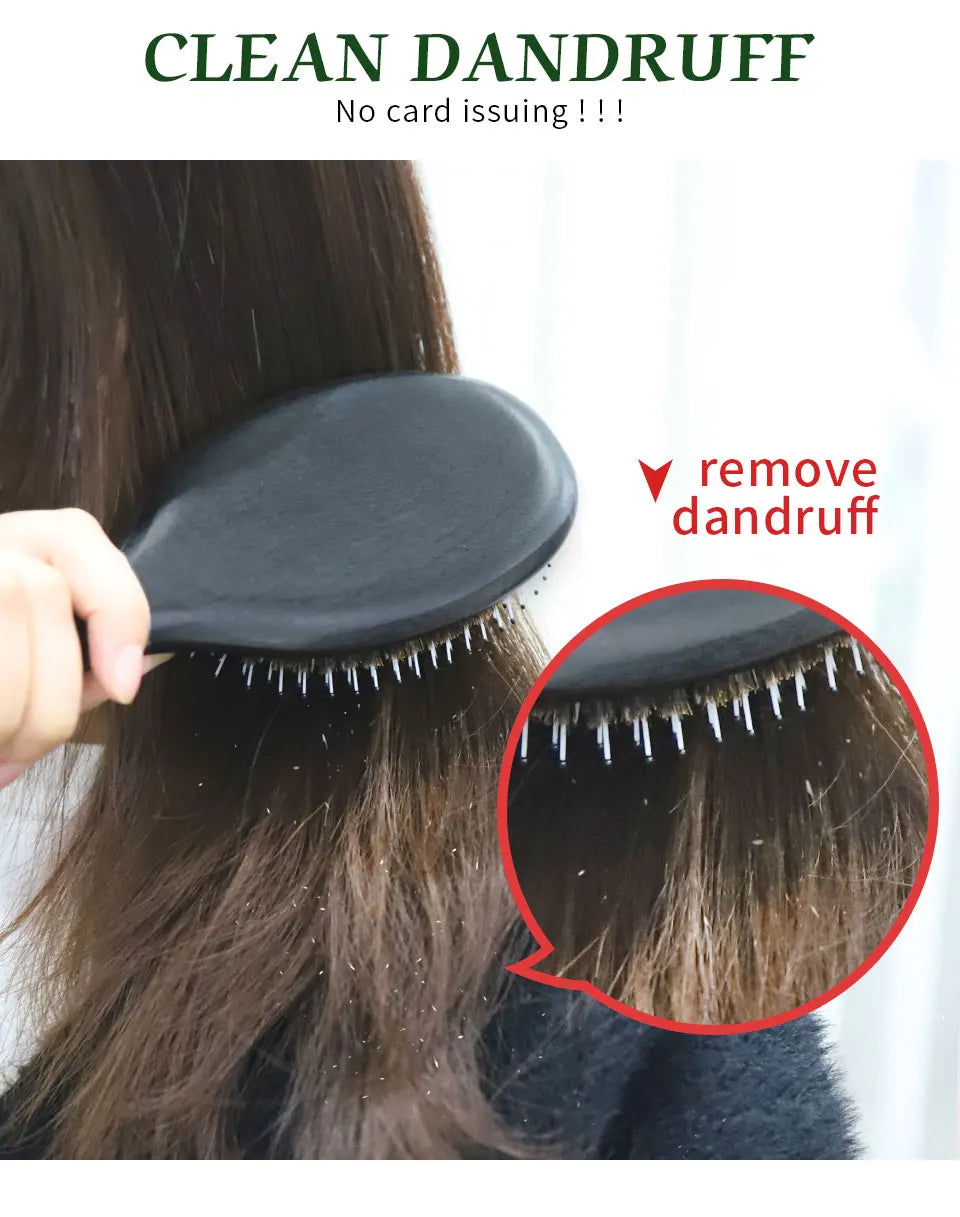 Boar Bristles Hair Brush Women Detangling HairBrush For Curly Thick Long Dry Wet Hair Wood Comb Head Scalp Massage Hair Comb