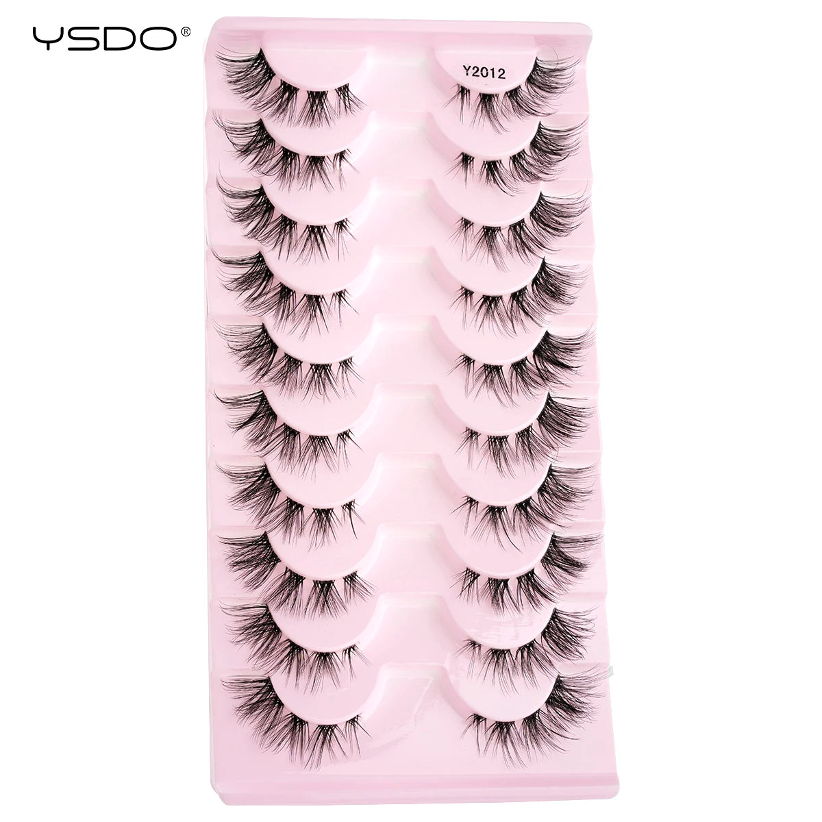 YSDO Natural Long Eyelashes 10 Pairs Wispy Soft 3D Mink Lashes Reusable Cat Eye Lashes Makeup Eyelash Extension Faux Cils