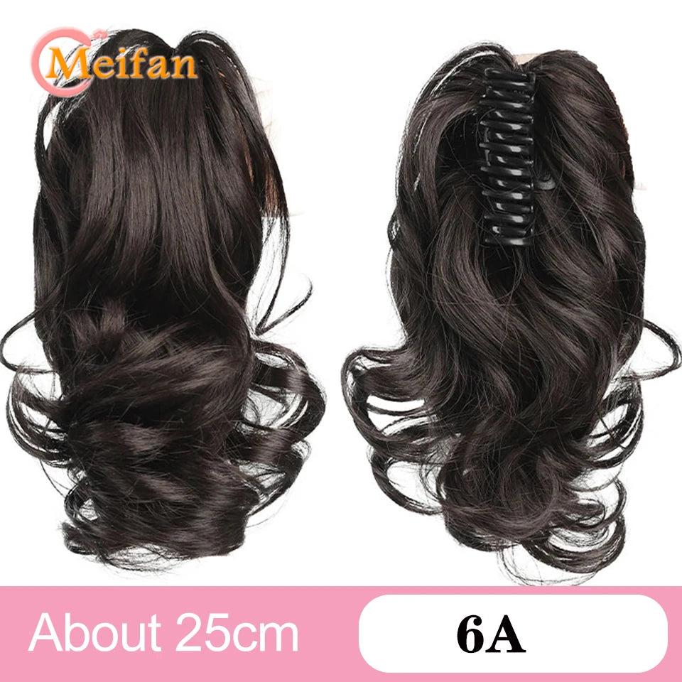 Ponytail Extension Synthetic Long Claw Curly Ponytail Mixed Blonde Clip in Hair Extension Natural Looking Hairpiece for Women