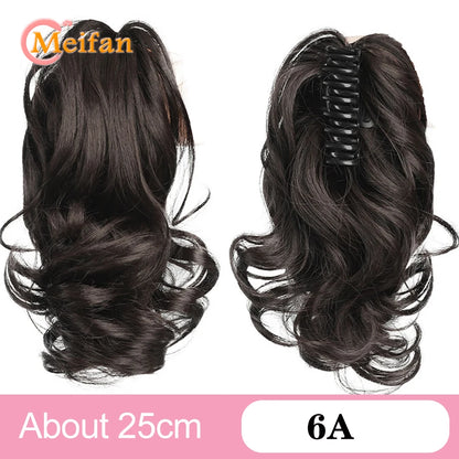 Ponytail Extension Synthetic Long Claw Curly Ponytail Mixed Blonde Clip in Hair Extension Natural Looking Hairpiece for Women