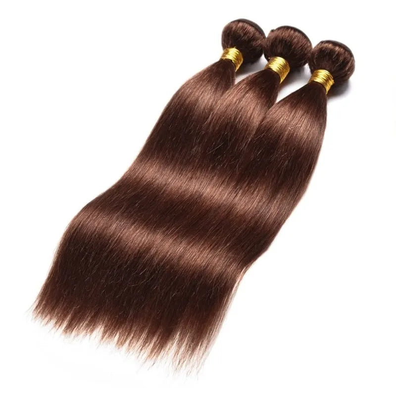 Straight Bundles Human Hair 1PC 12-26 Inch #4 Light Brown 12A Grade Brazilian Virgin Wave Remy Hair Bundle For Women 100g/PC