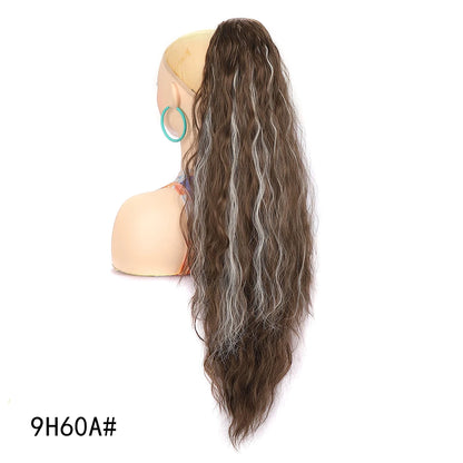 Ponytail Extension 30 Inch Extra Long Drawstring Wavy Curly Ponytails Black Brown Synthetic Fiber Fake Hair piece for Women