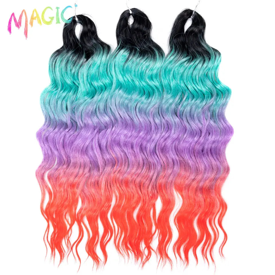 Magic Hair Synthetic Loose Deep Wave Braiding Hair Extensions 24 Inch Water Wave Braid Hair Ombre Blonde Twist Crochet Curly Hai