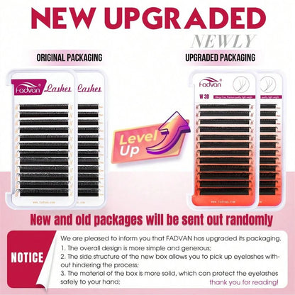 FADVAN 3D-W C/D/M Classic Style W Shape Fan Lashes Extensions Natural Soft Black Style Eyelashes Faux Mink Individual Eyelash