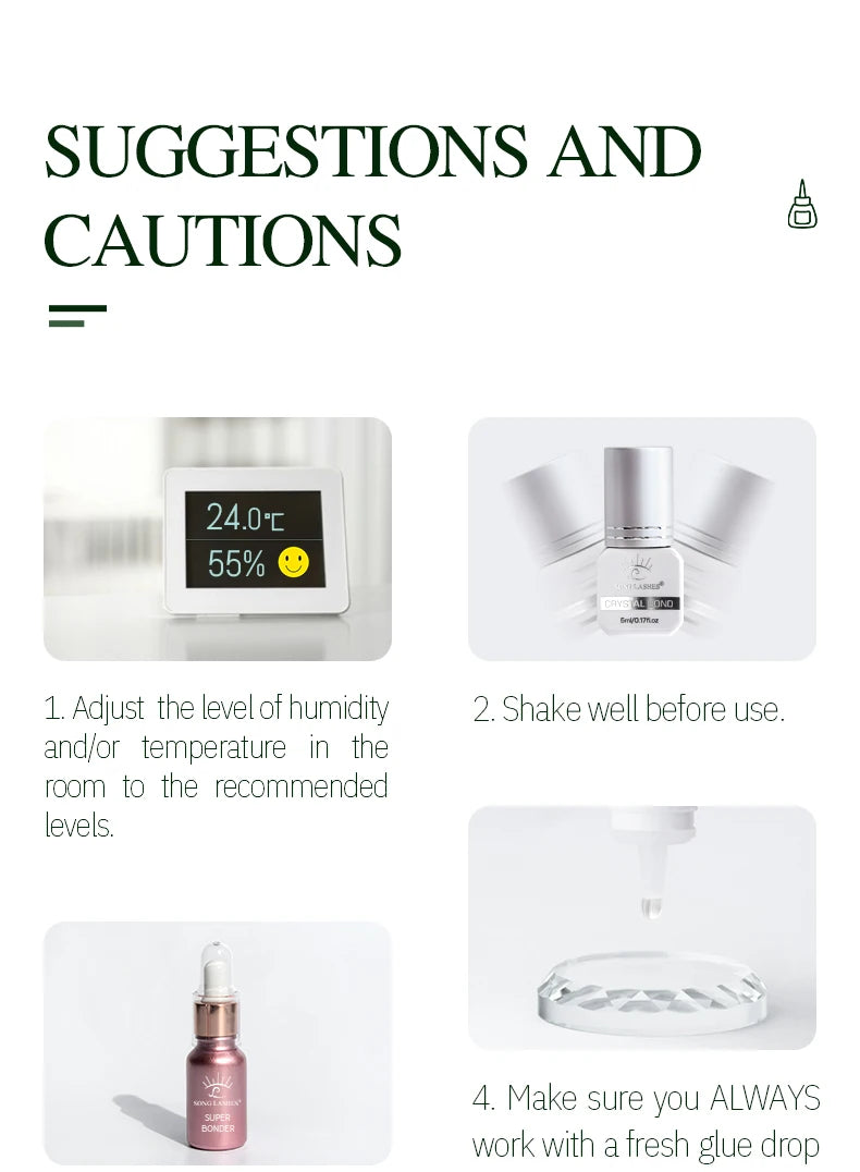 SONG LASHES Eyelash Extension Glue Individual False Lashes Transparent Clear Adhesive Kit for Professional Use 1-2 Sec Dry Time