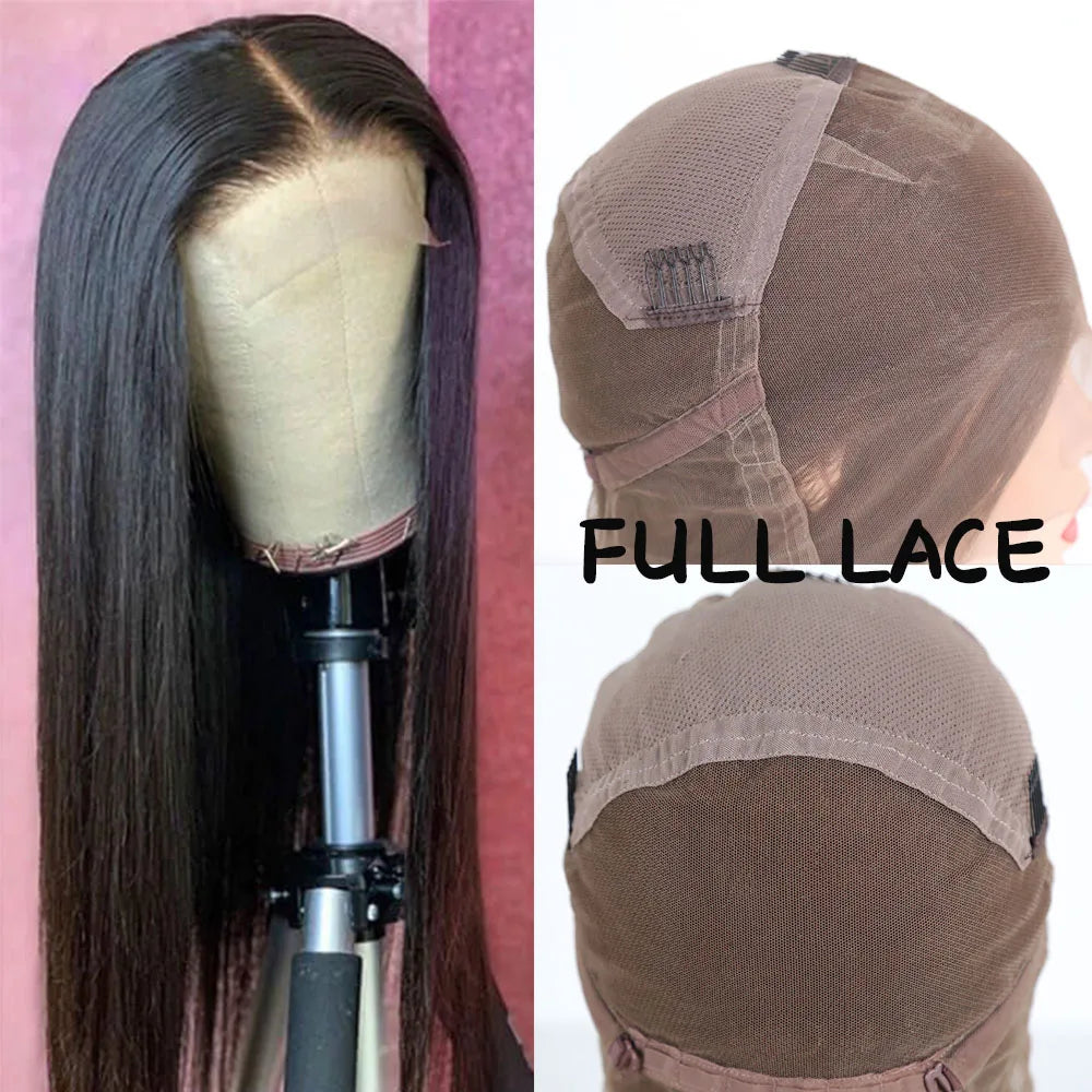 360 Lace Synthetic Lace Frontal Wigs For Women Long Silk Straight Black Hair Full Lace Synthetic Straight Wig Daily Wear Natural