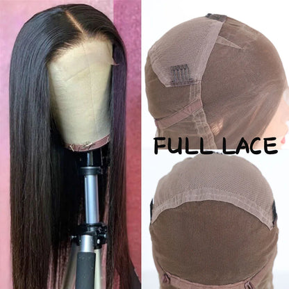 360 Lace Synthetic Lace Frontal Wigs For Women Long Silk Straight Black Hair Full Lace Synthetic Straight Wig Daily Wear Natural