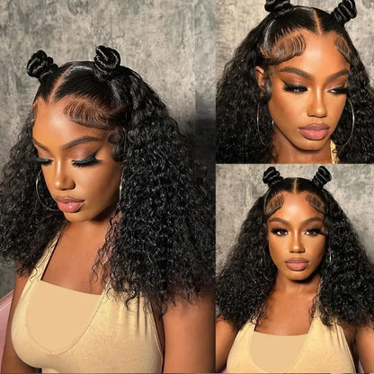 13X4 Mongolian Kinky Curly Lace Front Wigs For Women Preplucked With Baby Hair Curly 12A Human Hair Wigs Deep Curls Wig