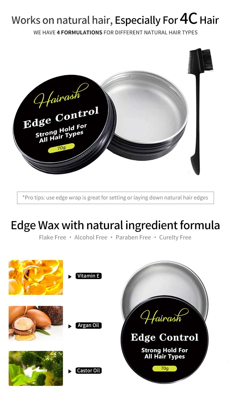 Edge Control Gel Private Label Strong Hold Hair No Residue Styling Baby Hair Non-greasy Smoother For All Hair Types