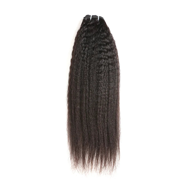 Light Yaki Straight Human Remy Hair Bundles Brazilian Raw Virgin Human Hair Weave for Women Bleached Double Drawn Natural Color