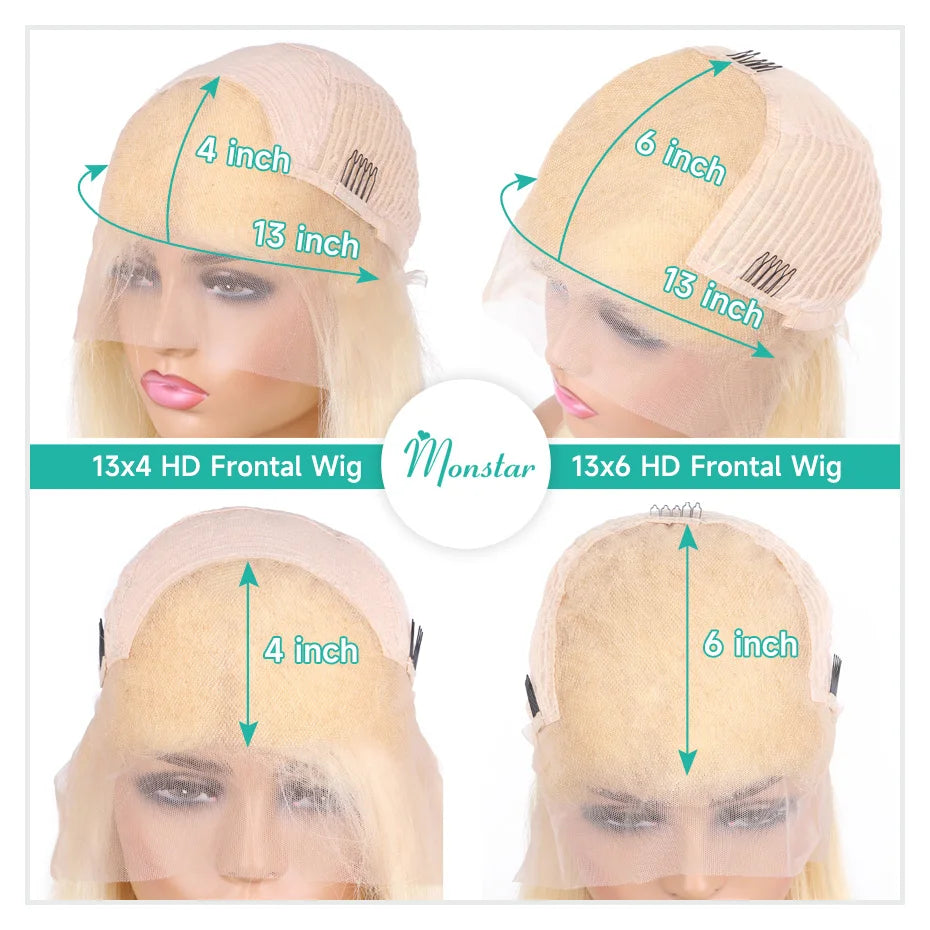 Real 13x4 13x6 HD Lace Frontal Wig 613 Blonde Lace Front Wig Human Hair Bone Straight Human Hair Wigs Pre Plucked with Baby Hair
