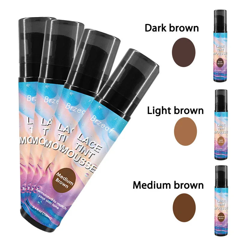 Lace Tint Spray For Lace Wigs Dark Brown Middle Brown Light Brown Lace Tint Spray For Closures, Wigs And Closure Front 100Ml