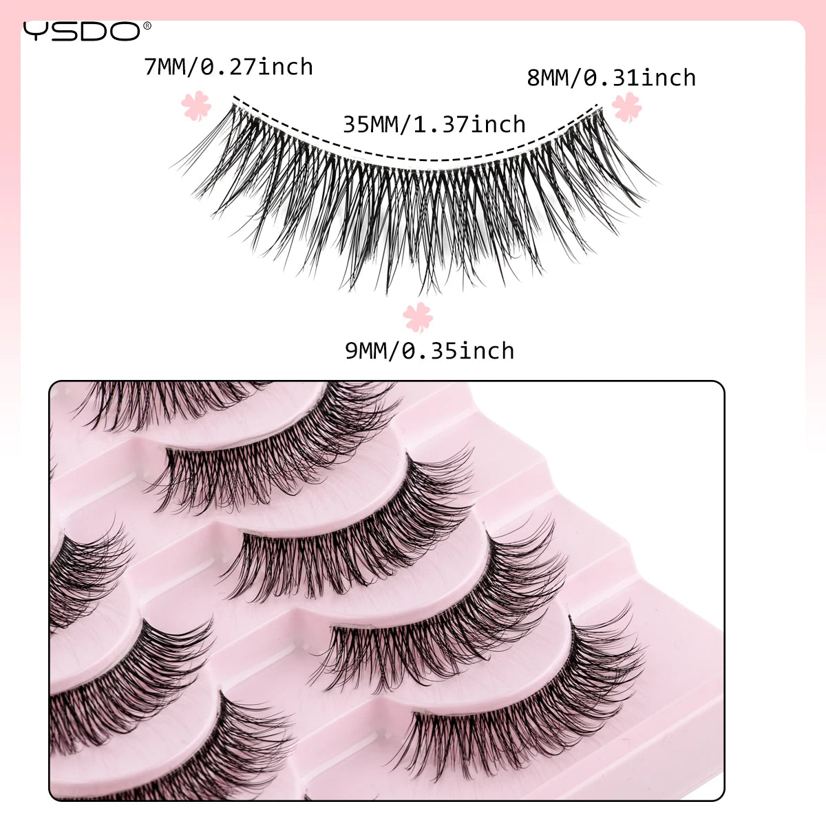 YSDO Natural Long Eyelashes 10 Pairs Wispy Soft 3D Mink Lashes Reusable Cat Eye Lashes Makeup Eyelash Extension Faux Cils