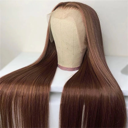 Full Lace Wig Human Hair 30 32 Inch Straight Lace Front Wigs Human Hair Brown Human Hair Wigs Pre Plucked 180 density