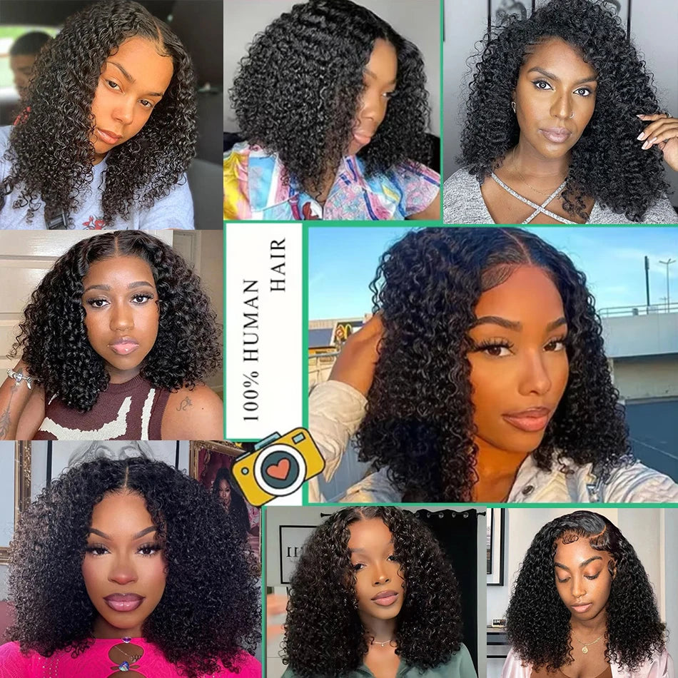 Mongolian Kinky Curly Wig Human Hair 13x4 Curly Lace Front Human Hair Wigs Deep Curly Lace Closure Wig For Women 180 Density