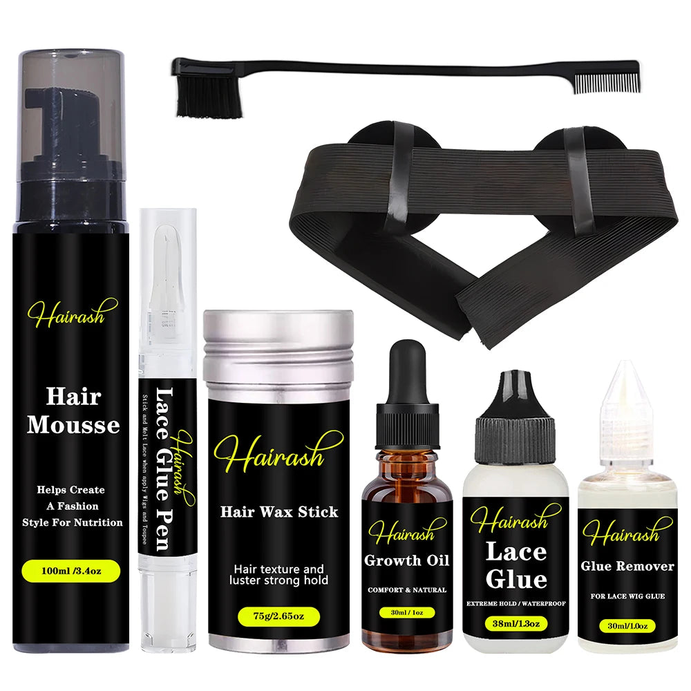 Wig Glue For Lace Front Waterproof Hair Mousse Glue Pen Wax Stick Hair Growth Oil Glue Remover Melt Band With Ear Cover